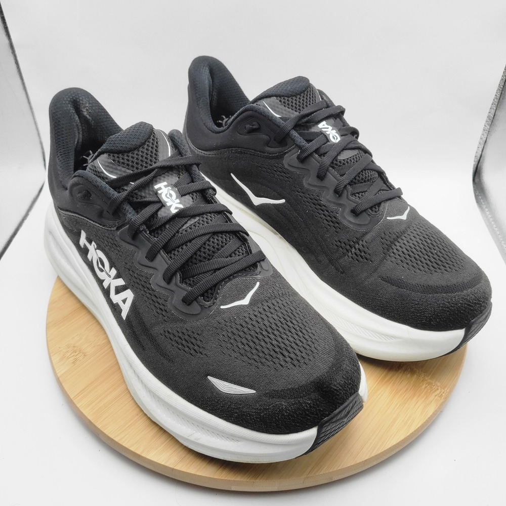 Hoka One One Bondi 9 Mens Running Shoes Black White 12 4E Wide 1123202 BWHT